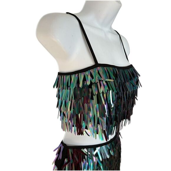 HOUSE OF HOWRLOW 1960 Sequin Mini Skirt Size XXS And Top Size S SET. - Picture 3 of 9